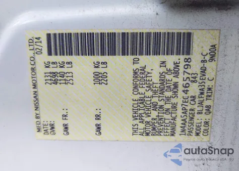 2014 Nissan Maxima 3.5 Sv from USA, damaged, VIN 1N4AA5AP7EC465798